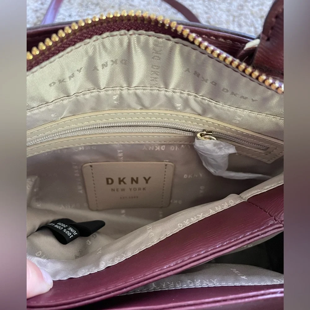 DKNY Red Leather Paige Dome Satchel NWOT - Picture 2 of 10